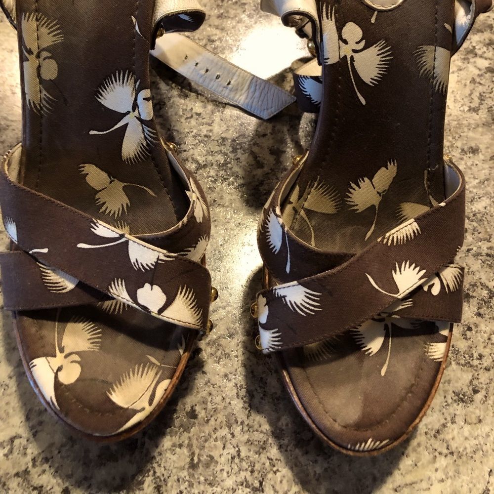 Gucci flower print wooden heel - Picture 2 of 10